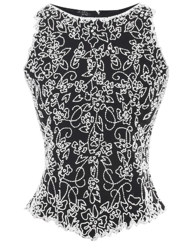 Beaded Party Top - S Classic Women's Tweed