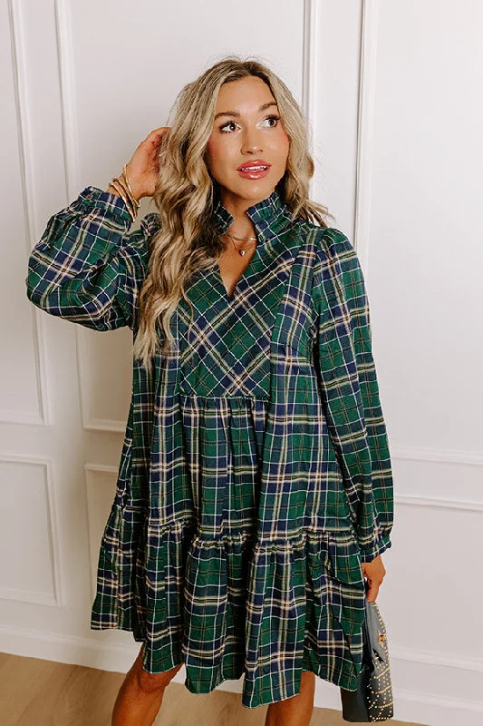 Apple Picking Pretty Plaid Mini Dress Practical Women's Quick - dry