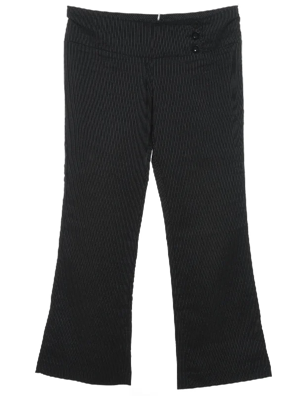 Pinstripes Black Trousers - W30 L27 Sleek Women's Metallic