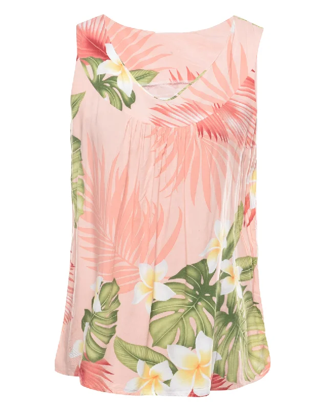 Hawaiian Print Top - M Modern Women's 