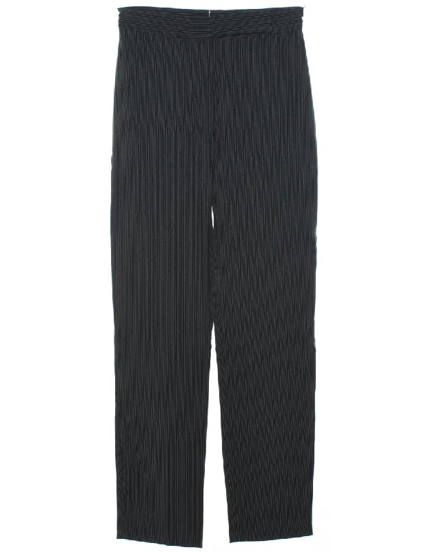 Pinstripes Black Trousers - W27 L30 Practical Women's Multi - 