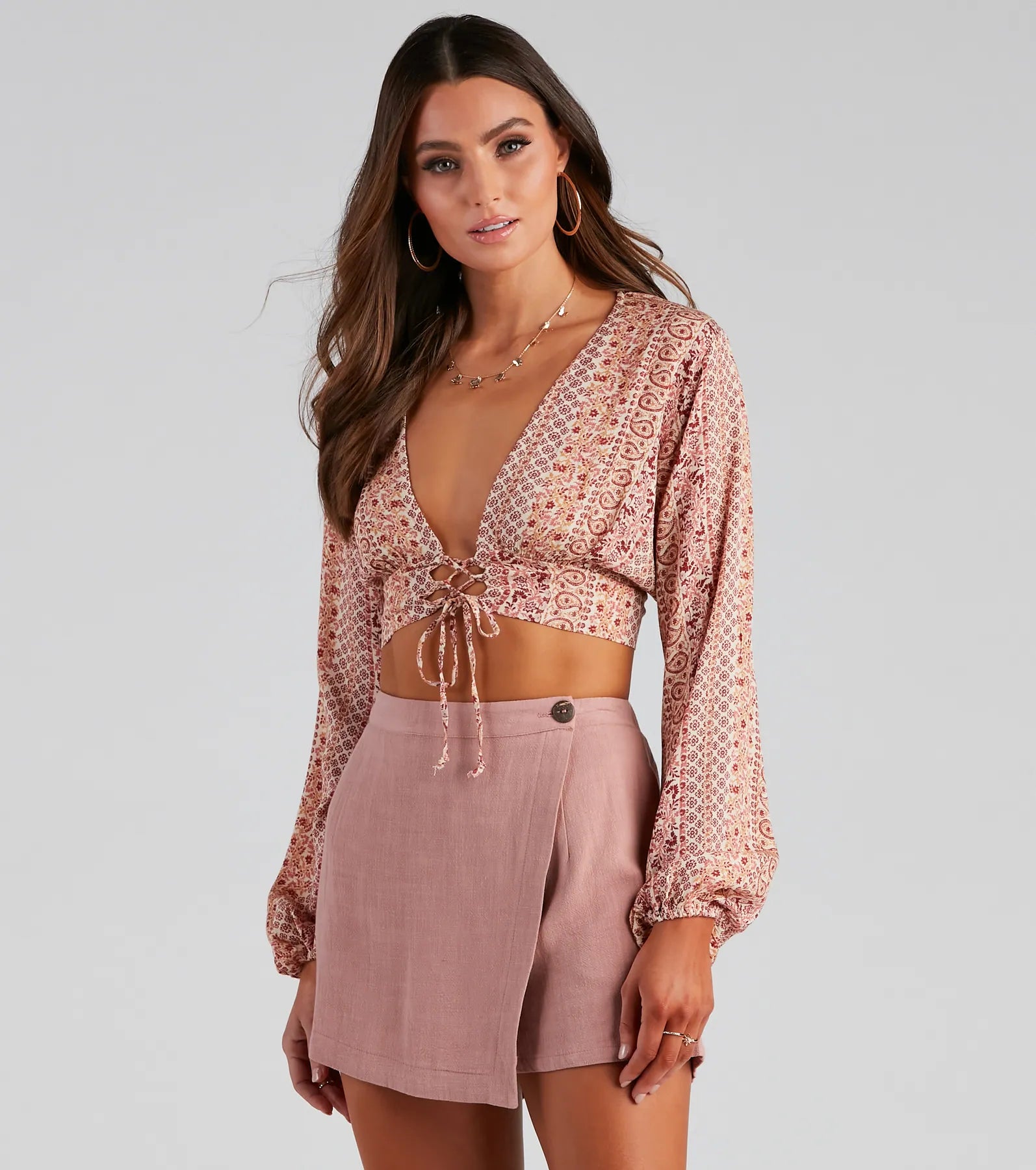 Bohemian Flair Paisley Crop Top Laid - back Women's Style