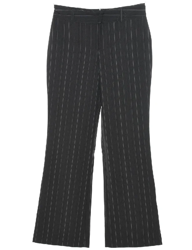 Dark Grey Striped Trousers - W30 L31 Modern Women's Tech