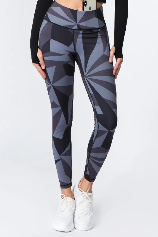 Monochrome Geometric Graphic Active Leggings Sustainable Organic