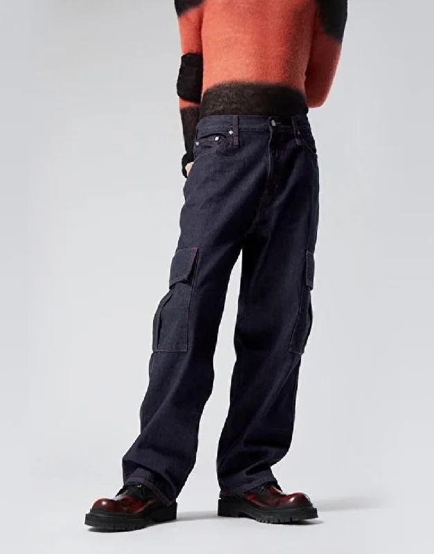 Wide Leg Cargo Jeans Blue Tint Bold Women's Statement