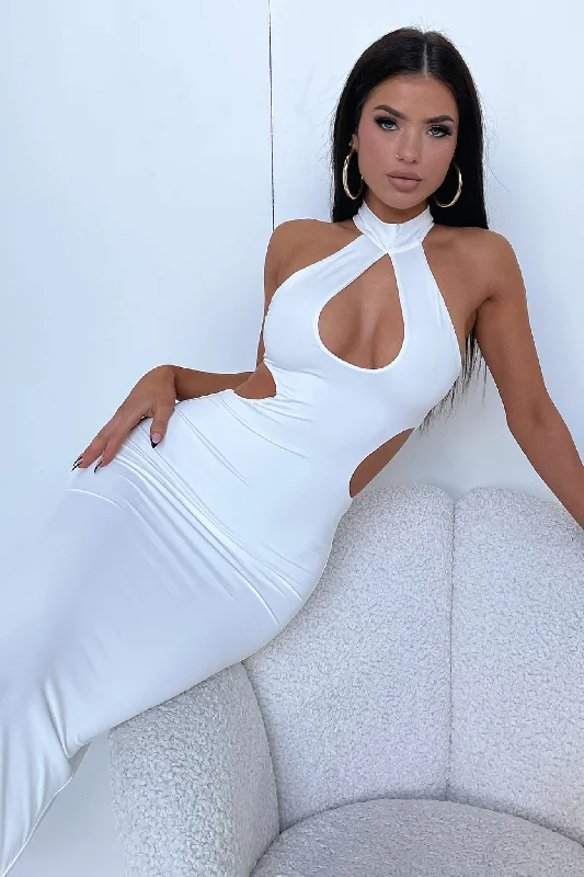 Gianna Maxi Dress - White Dapper Women's Bow - adorned
