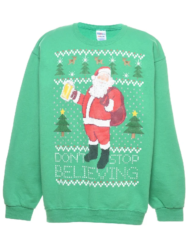 Santa Claus Christmas Sweatshirt - L Laid - back Women's Vibe