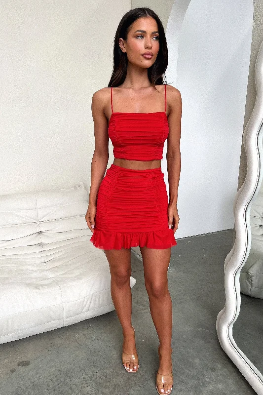 Lucas Skirt - Red Relaxed Women's Beachy