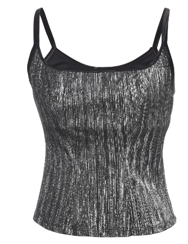 Silver Evening Top - S Sporty Women's Athleisure 