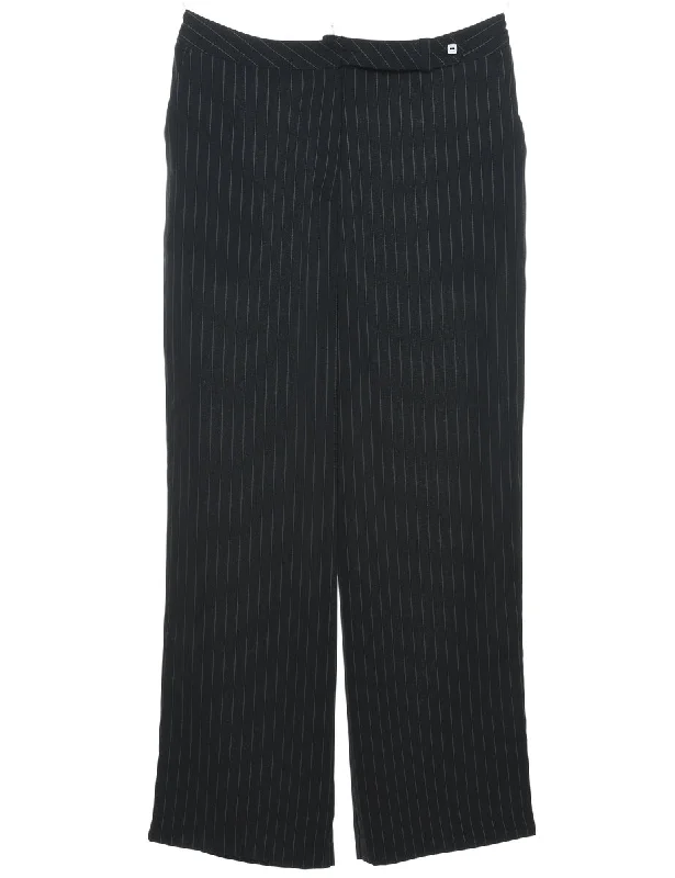 Pinstripes Black Trousers - W32 L31 Business
