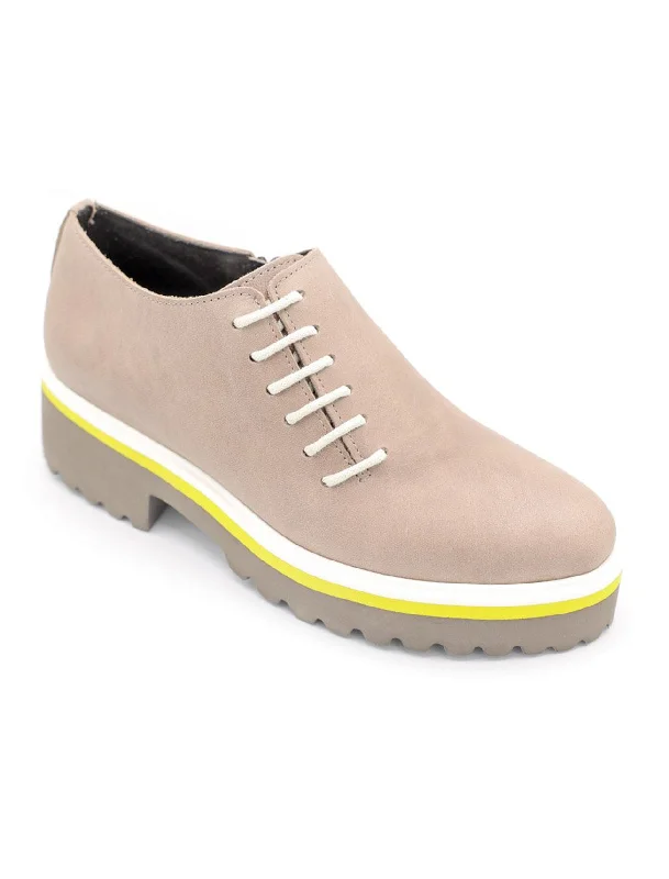 Side Cord Oxford, Gray Beige Trendy Women's Oversized