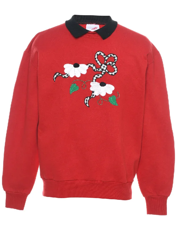 Red Christmas Sweatshirt - L Relaxed Women's Beachy