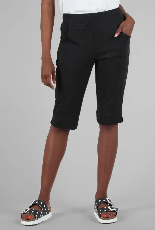 Cotton Slub Pedal Pusher, Black Contemporary 