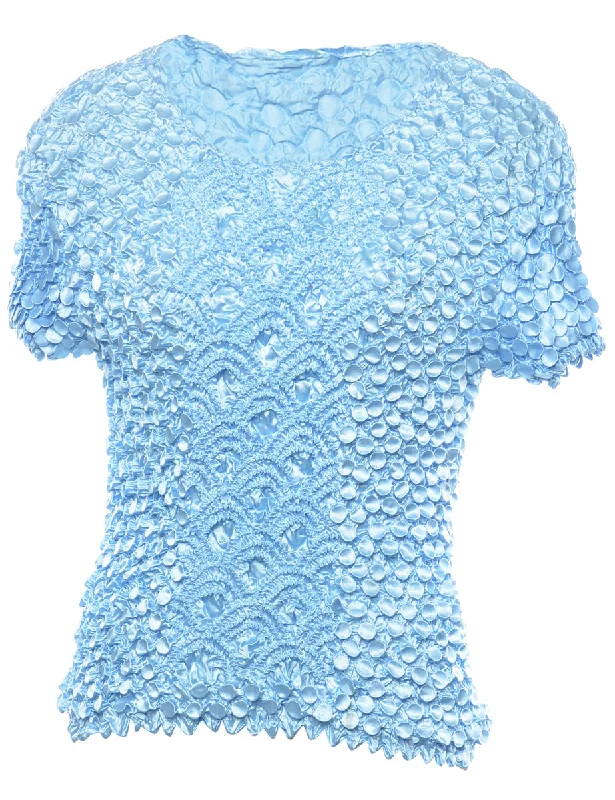 Light Blue Y2K Style Popcorn Top - M Cool Women's Distressed