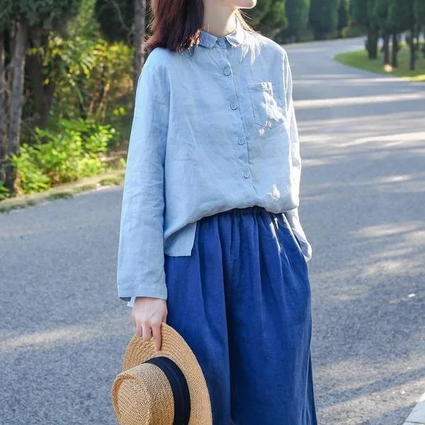 Women Loose Linen Irregular Length Blouse Shirt Ladies Vintage Cool Women's Distressed Women Loose Linen Irregular Length Blouse Shirt Ladies Vintage Cool Women's Distressed