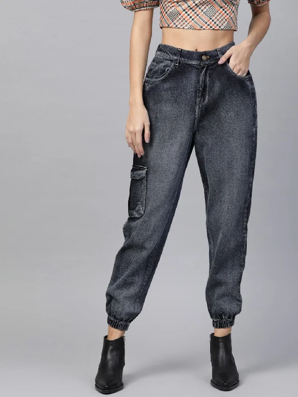 Navy Washed Street Wear Jogger Jeans Disco