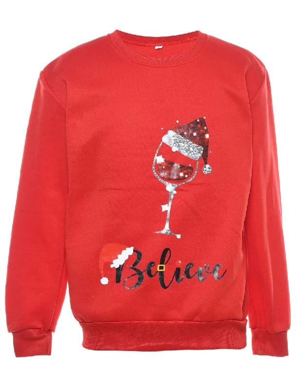 Red Christmas Sweatshirt - L Elegant Women's Formal 