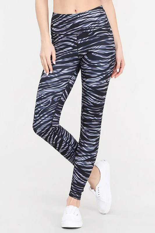 Toned Zebra Print Active Leggings Traditional Women's Wool