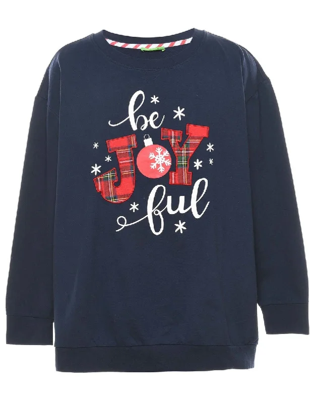 Navy Christmas Sweatshirt - L Women