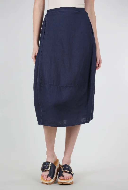 Linen Side-Pleat Skirt, Night Sky Contemporary 