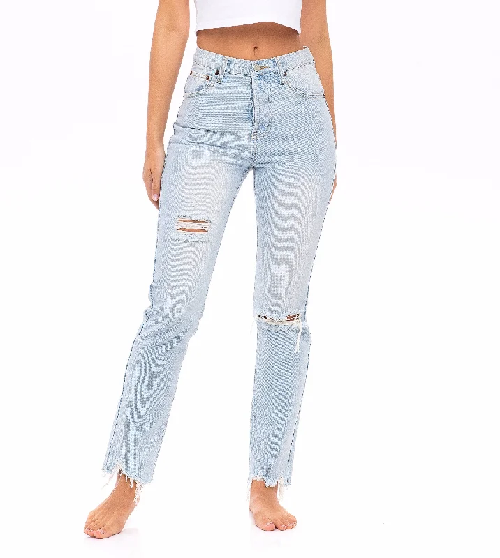 Light Wash, Distressed High Waisted Jeans - The Daisy Modern Women's Tech