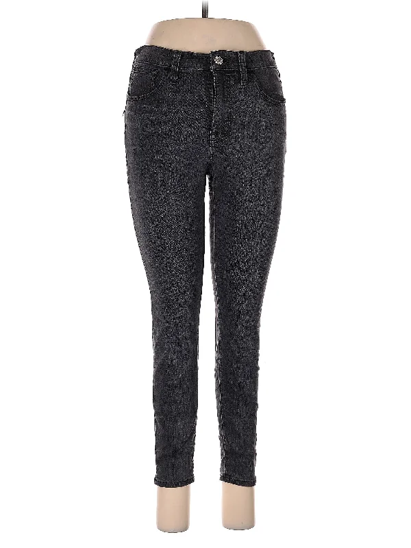 Mid-Rise Skinny Jeans in Dark Wash Sleek Women's Metallic