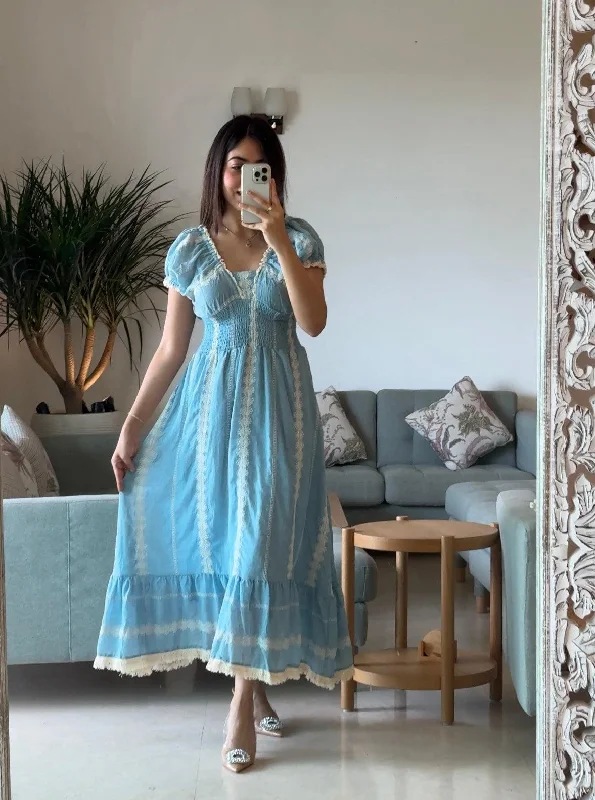Raven Summer Maxi Dress in blue Cashmere