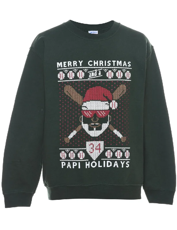 Dark Green Christmas Sweatshirt - S Compression