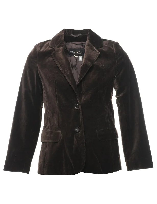 Dark Brown Blazer - M Laid - back Women's Style
