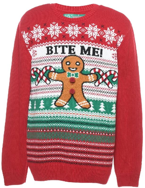 Teddy Bear Design Christmas Jumper - L Contemporary 