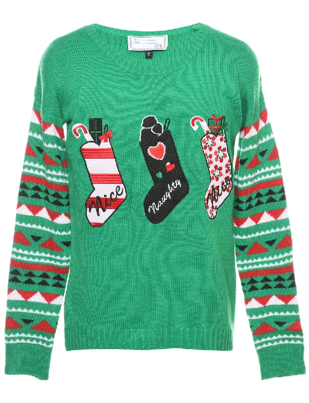 Festive Print Christmas Jumper - L Practical Women's Quick - dry