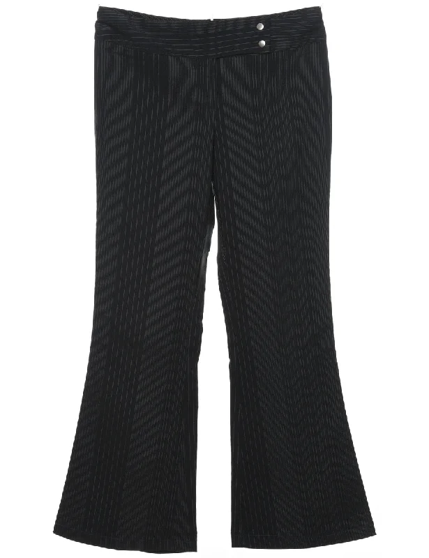 Pinstripes Black Trousers - W32 L29 Bold Women's Statement