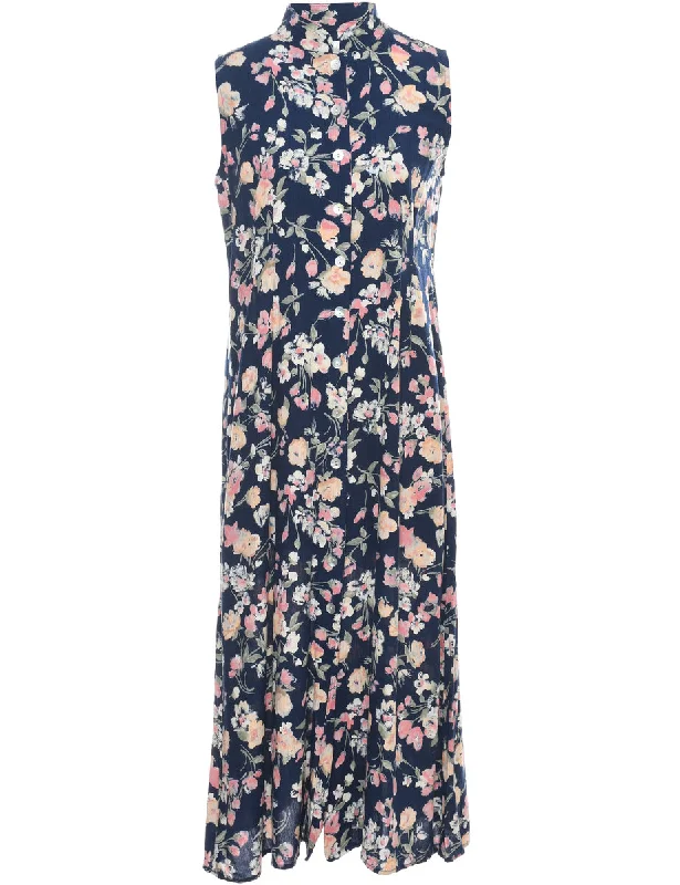 Floral Print Dress - M Sleek Women's Metallic
