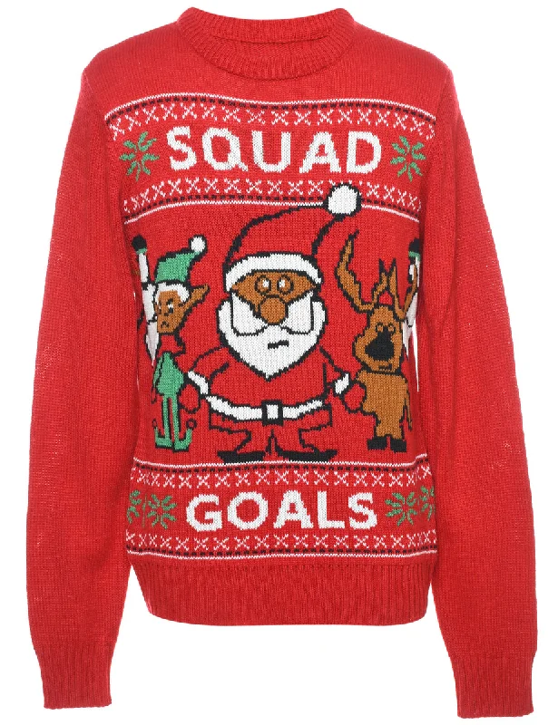 Santa Claus & Reindeer Christmas Jumper - M French
