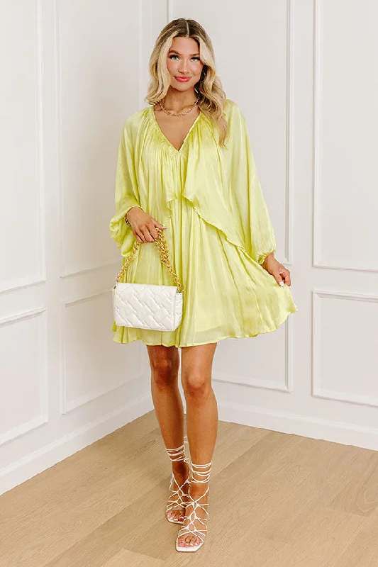 Impeccably Dressed Satin Dress In Yellow Dynamic Women's Moto