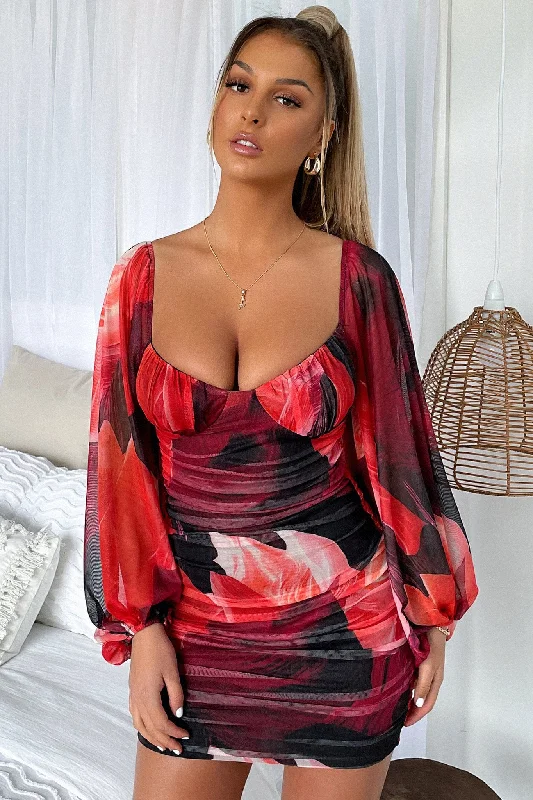 Poppy Dress - Red Marble Adventure
