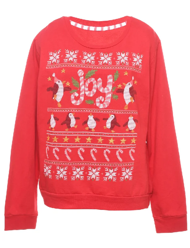 Nordic Christmas Sweatshirt - L Unique Women's Upcycled