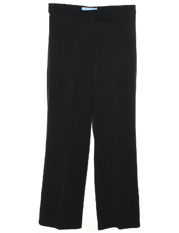 Pinstriped Black Classic Trousers - W32 L31 Bold Women's Animal Print