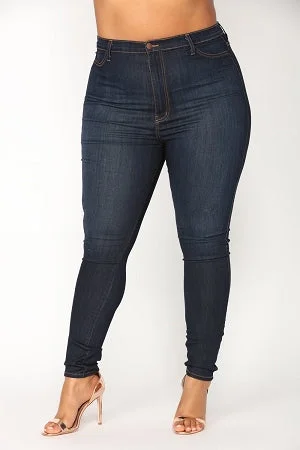 Dark Blue Classic High Waist Jeans Vacation