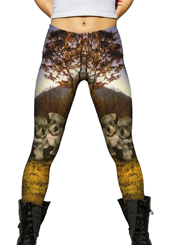 Autumn Leaves Grey Schnauzer Puppies Dapper Women's 1920S