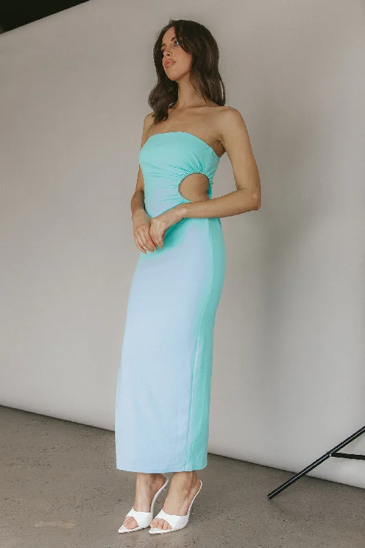 Taking Bets Strapless Cut-Out Midi Dress Mint Trendy Women's 