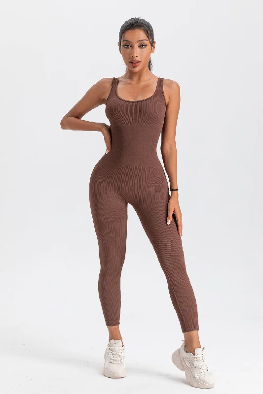 Wide Strap Sleeveless Active Jumpsuit Vacation