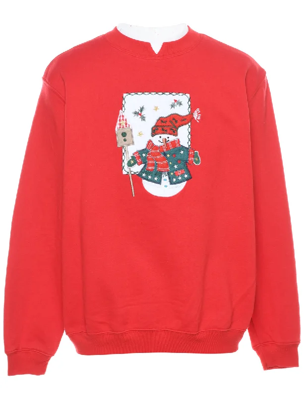 Snowman Christmas Sweatshirt - L Sustainable Organic