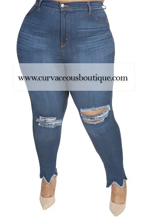 Blue Shark Bite Ankle Jeans Artistic Women's Avant - 