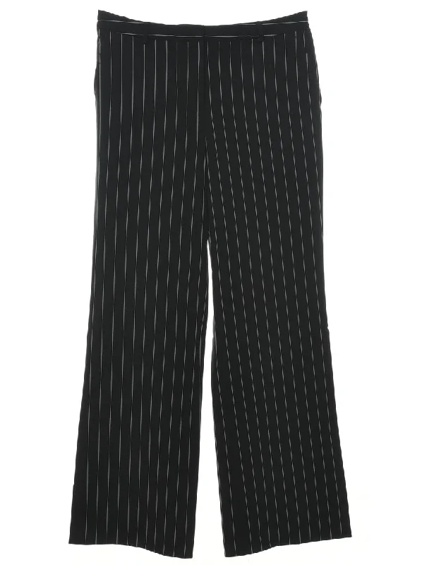 Striped Black Trousers - W30 L31 Cool Women's Distressed