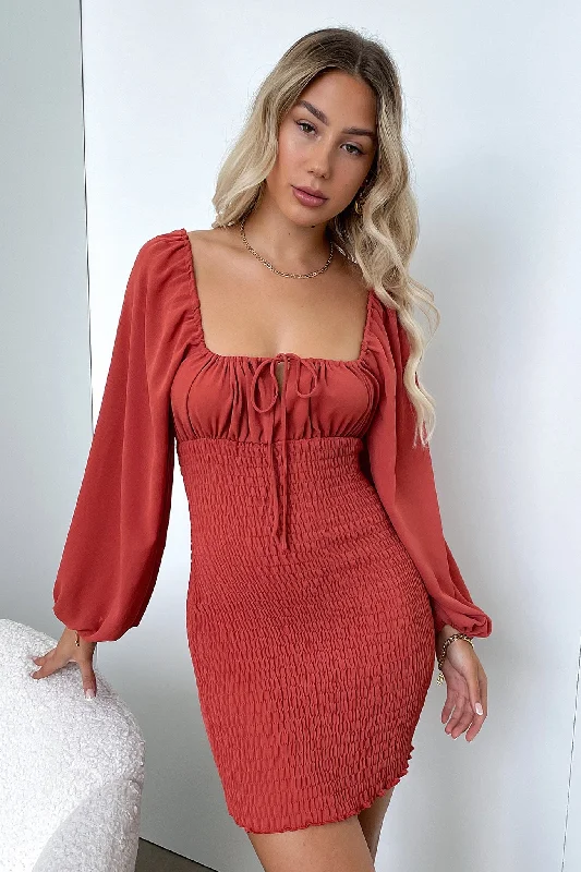 Ella Dress - Rust Hip Women's Retro