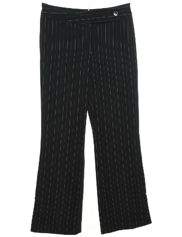 Classic Black Striped Trousers - W30 L30 Casual Women's Loose - fitting
