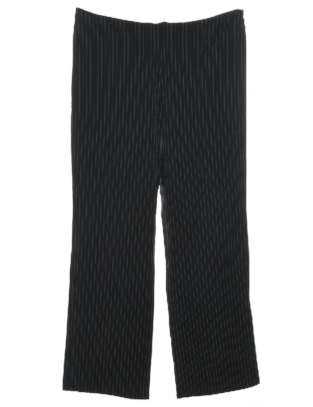Black Striped Trousers - W33 L30 Youthful Women's Pop