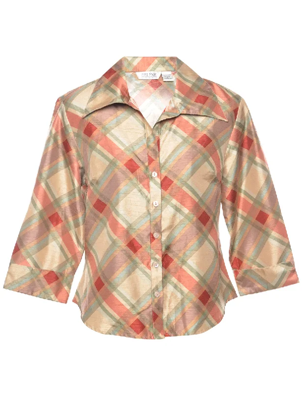 Checked Evening Blouse - M Stylish Women's Tropical 