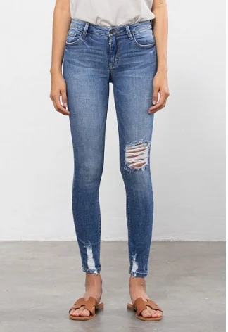 Medium Wash Hem Skinny Jeans by Hidden Jeans Cozy Women's Sherpa - lined